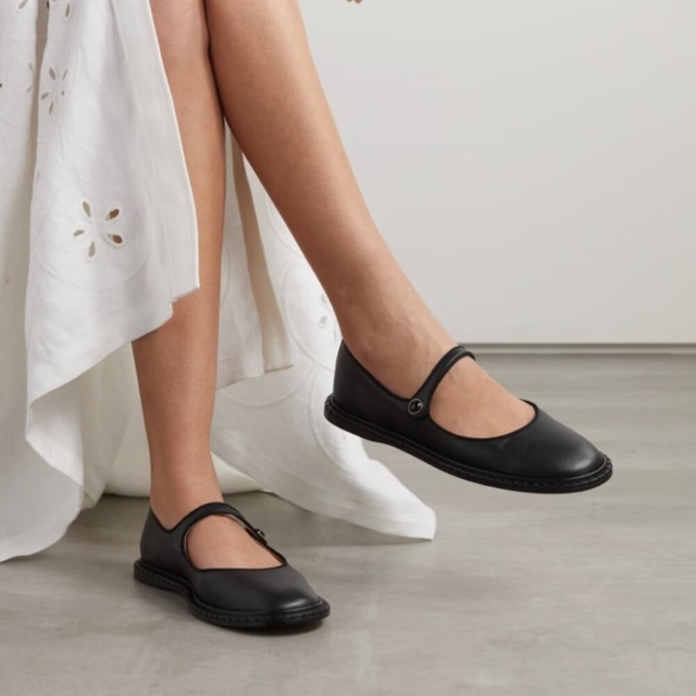 Chloe Black Leather Mary Jane Flats